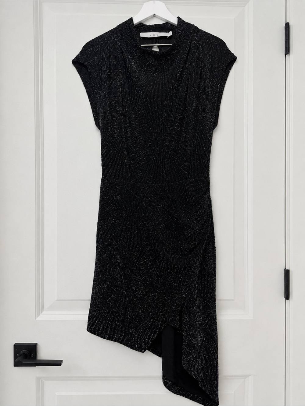 IRO Paris Black Metallic Glitter Asymmetrical Dress Size 38